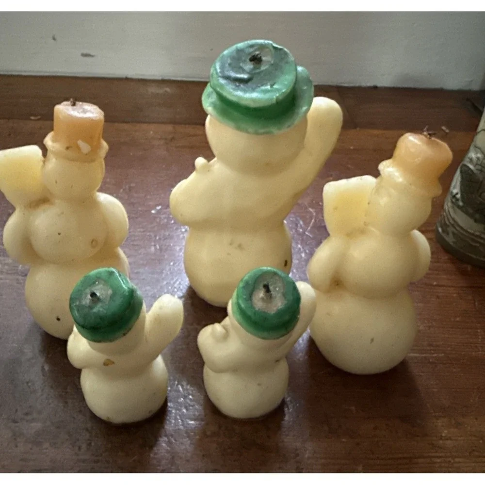 Vintage 5-Snowmen,2-Santa,2-pillar,2-standing boy & girl,‎ 1 mini girl candles